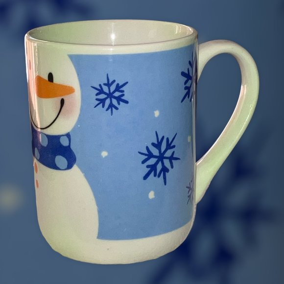 Michael's Coffee Tea Mug White Snowman w/ Blue Scarf & Snow Flakes New Pre-Owned - Picture 2 of 12